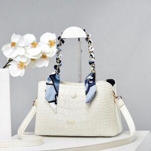 Faux Leather/Faux Croc Med Shoulder Bag